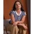 Blusa hombrera lazos azul.