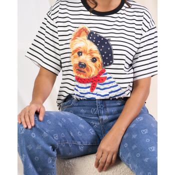 T-shirt rayas perro 
