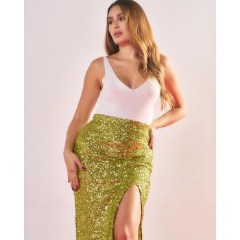 Maxi Falda Lentejuelas Verde.