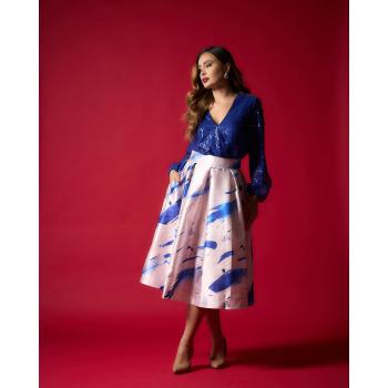 Maxi Falda Beige-Azul.