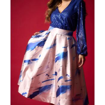 Maxi falda beige-azul