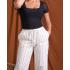 Pantalón lino rayas.