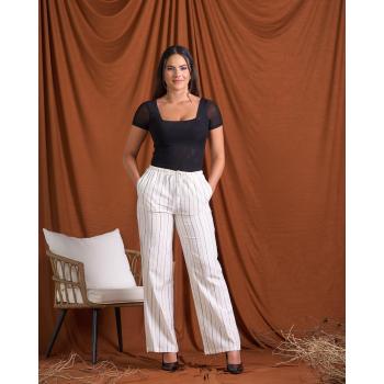 Pantalón lino rayas.